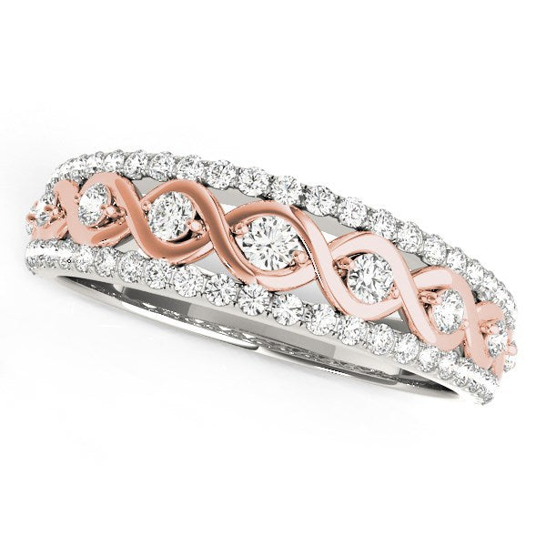 14k White And Rose Gold Infinity Diamond Band (3/8 cttw) Bids.com