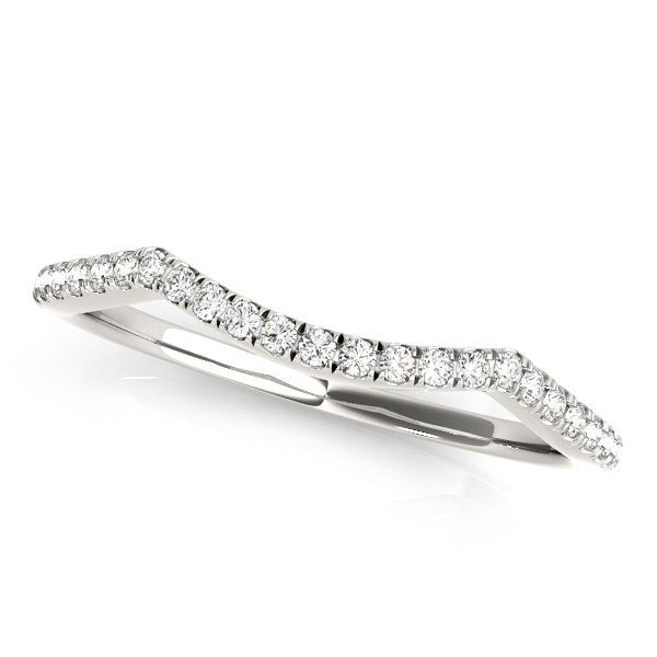 14k White Gold Diamond Pave Set Curved Wedding Band (1/8 cttw) Bids.com