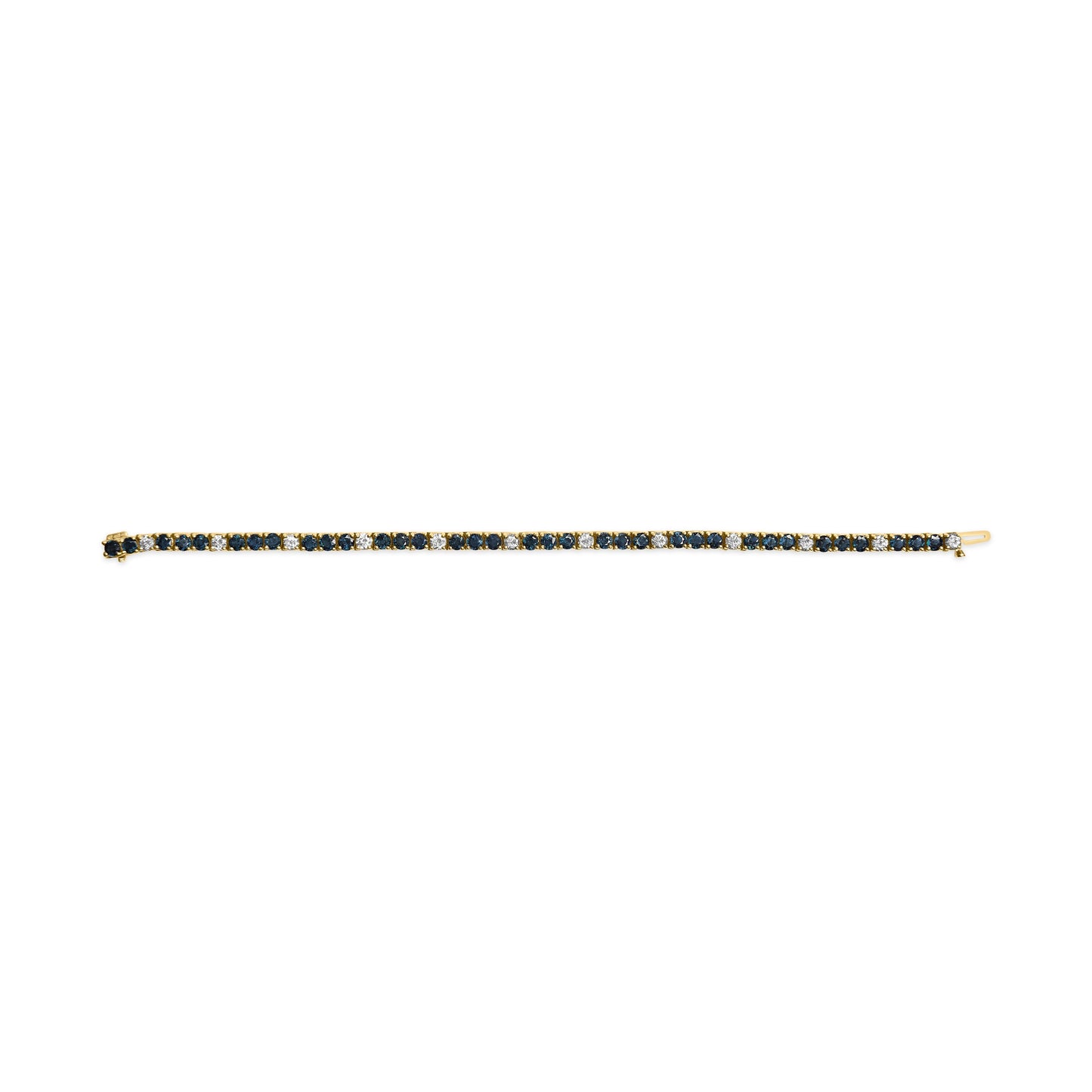 18K Yellow Gold Alternating 1 1/5 Cttw Diamond and 3X3 MM Blue Sapphire Tennis Bracelet (G-H Color, VS1-VS2 Clarity) - 7" Inches Bids.com
