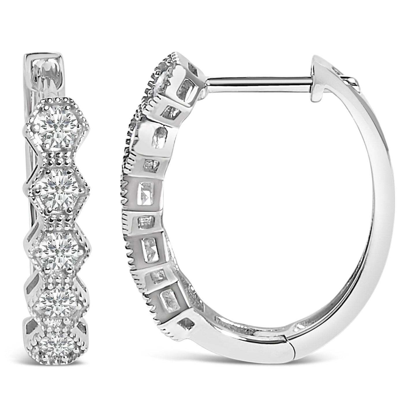 14K Gold 1/2 Cttw Diamond Earring Zig-Zagging Geometric Hoop Earrings (G-H Color, SI1-SI2) Bids.com