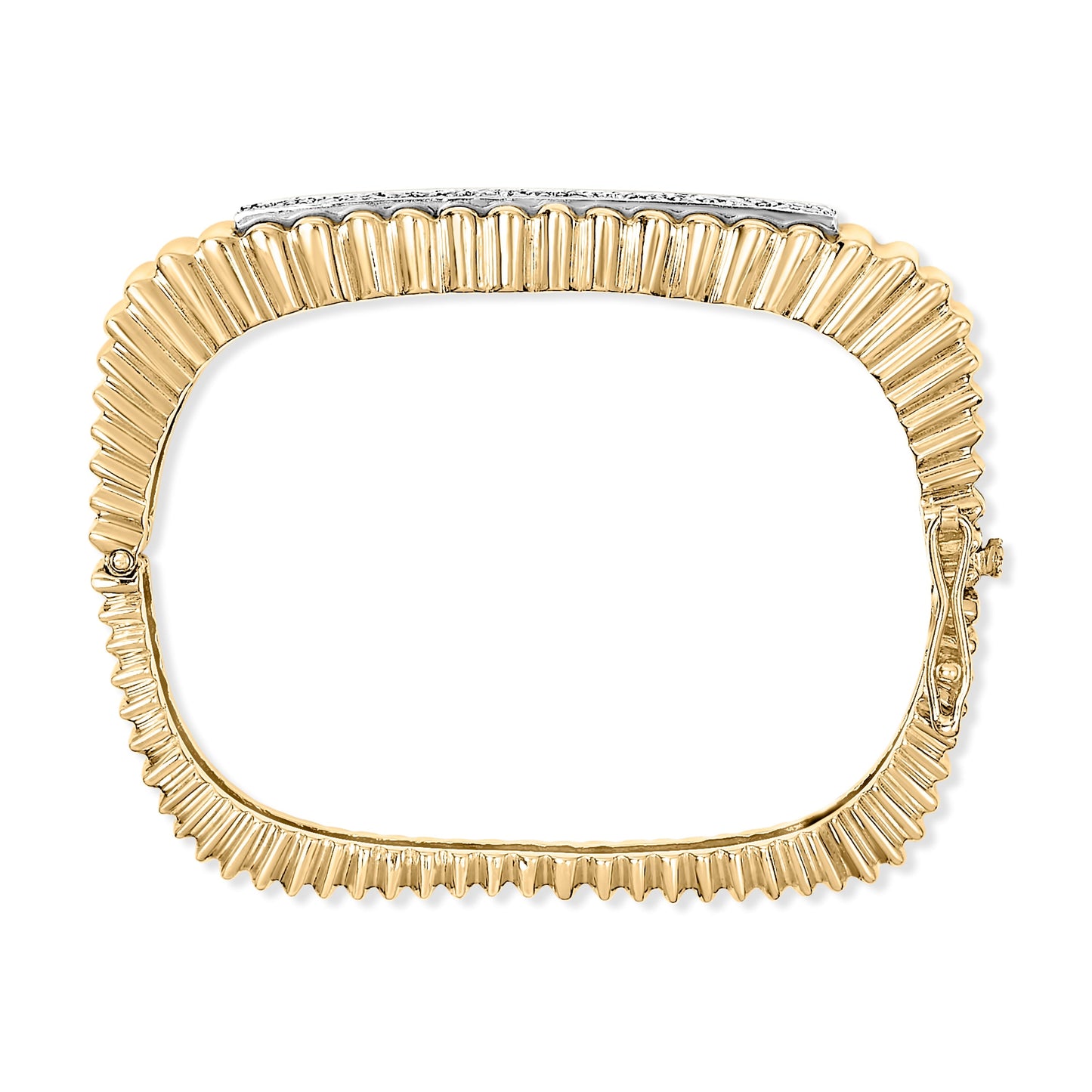 14K Yellow Gold 1 1/4 Cttw Diamond Ribbed Rounded Rectangle Bangle Bracelet (G-H Color, VS2-SI1 Clarity) - 7.75" Inches Bids.com