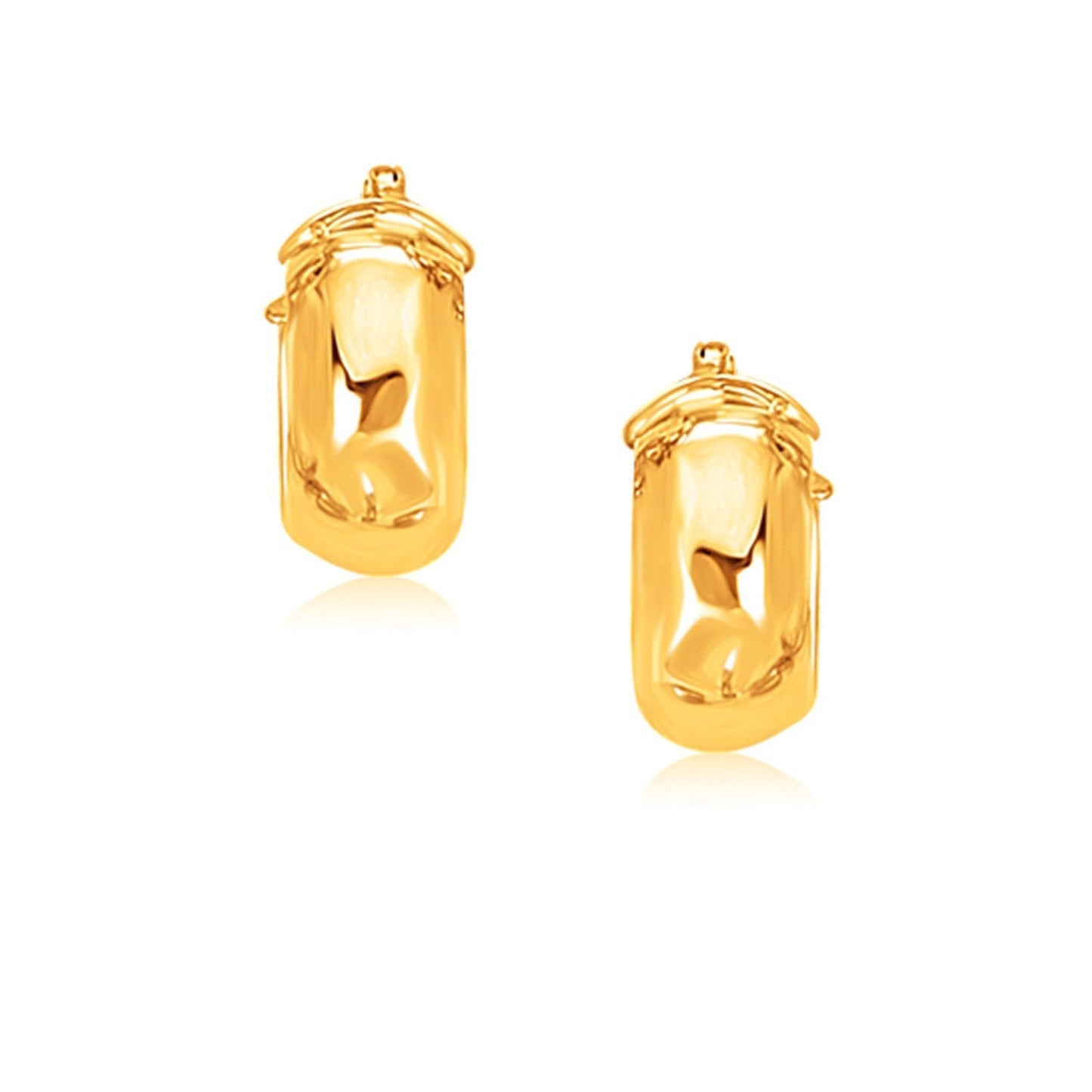 14k Yellow Gold Wide Small Hoop Earrings with Snap Lock Bids.com