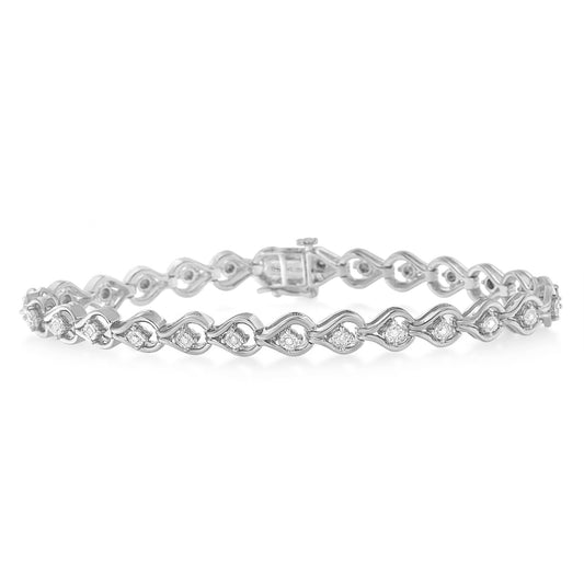 .925 Sterling Silver 1/4 Cttw Diamond Miracle-Set Teardrop Shaped 7†Link Bracelet (I-J Color, I3 Clarity) Bids.com