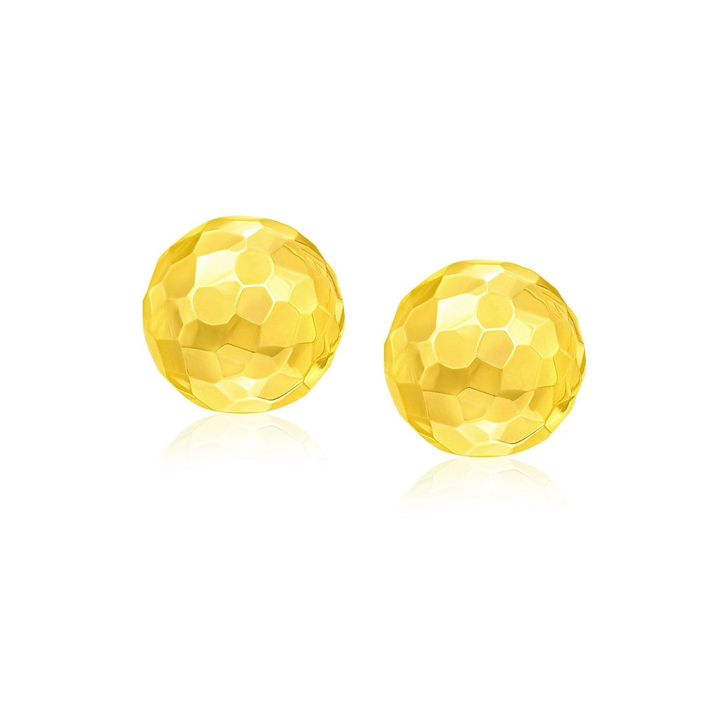 14k Yellow Gold Round Faceted Style Stud Earrings Bids.com