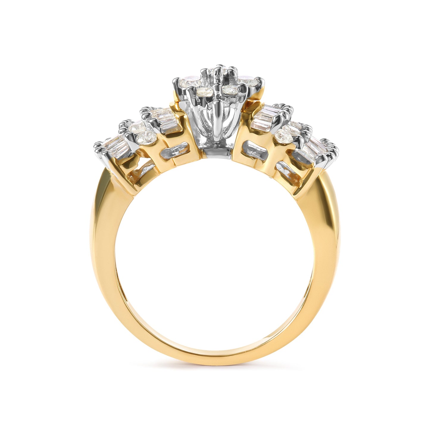 10K Yellow Gold 1.00 Cttw Diamond Starburst Ring Band (H-I Color, I1-I2 Clarity) - Ring Size 7 Bids.com