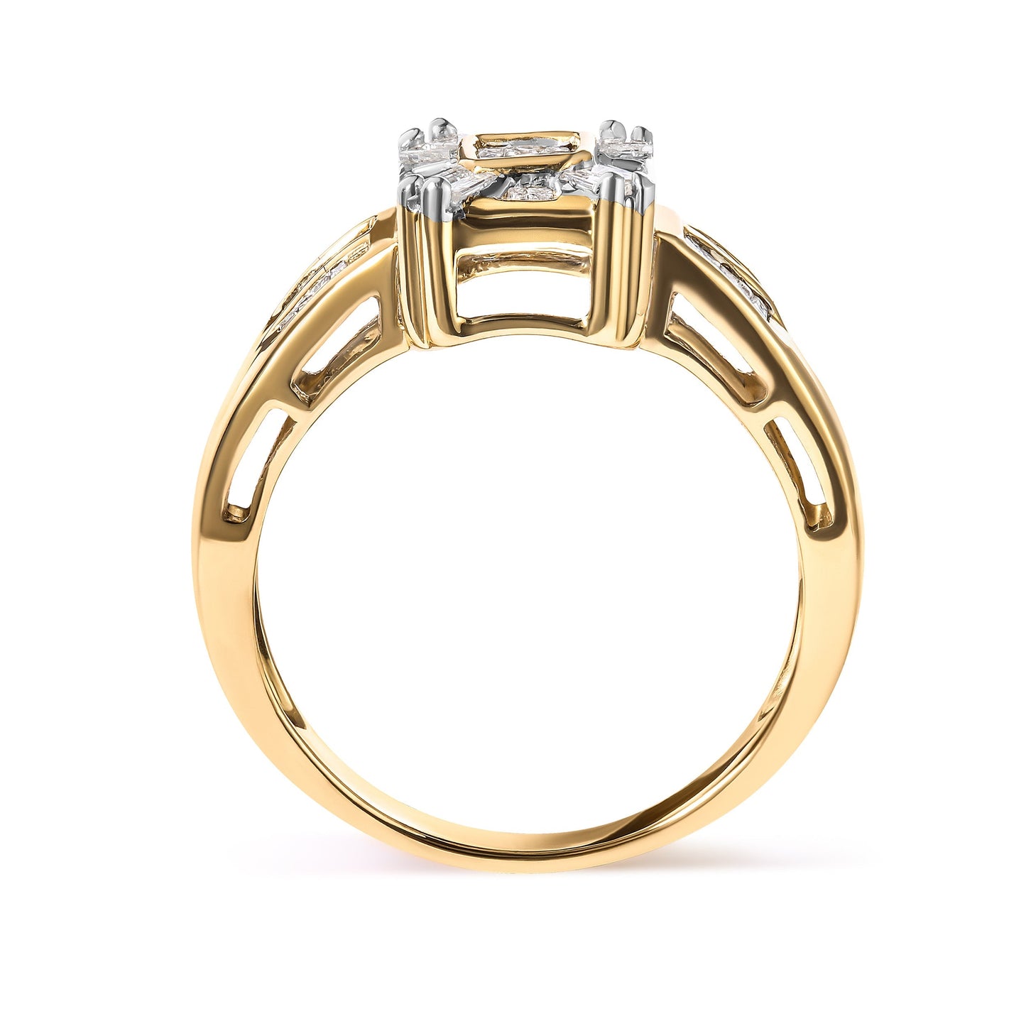 10K Yellow Gold 1/2 Cttw Diamond Composite and Halo Ring (H-I Color, SI1-SI2 Clarity) - Ring Size 7 Bids.com