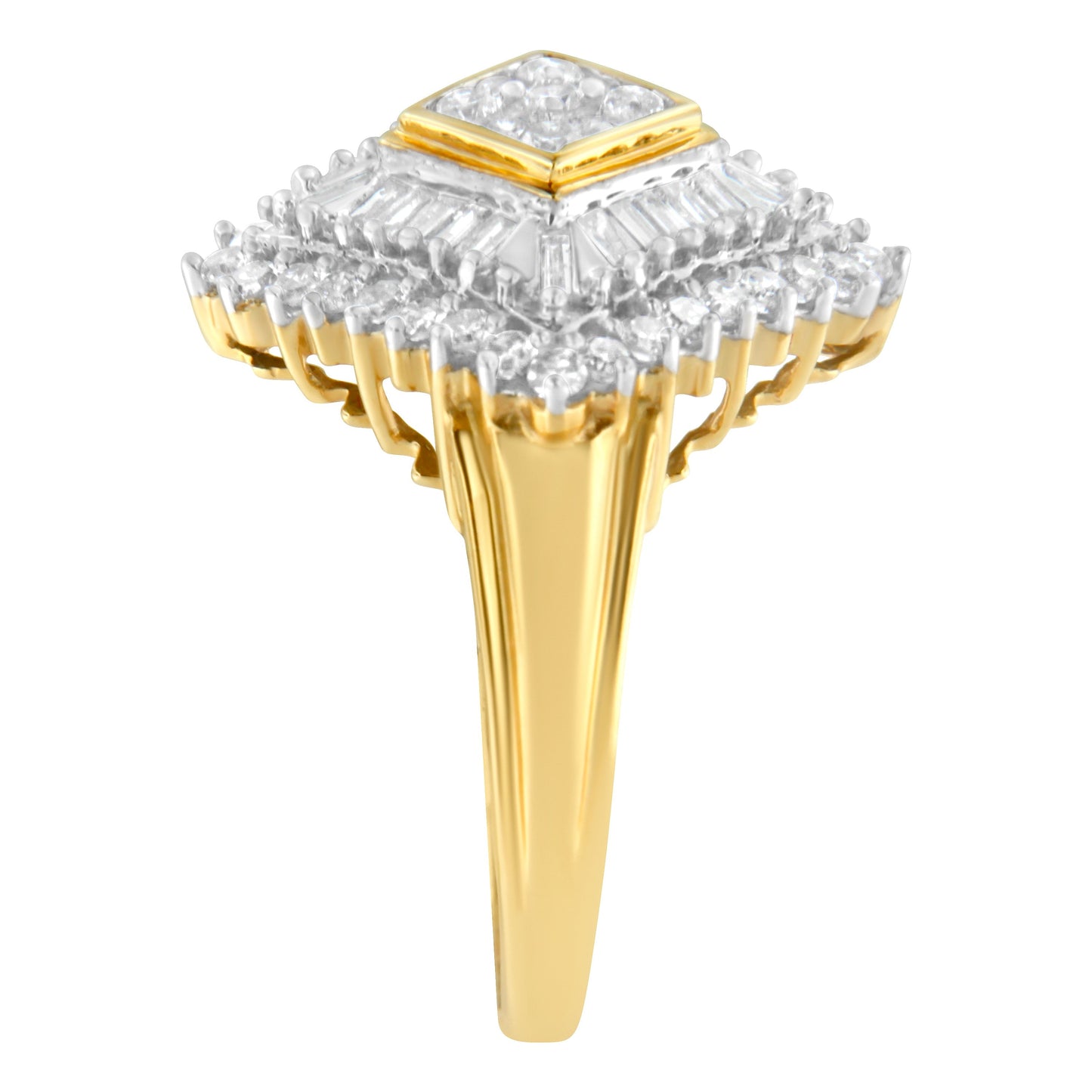 10K Yellow Gold Diamond Ballerina Ring (1 Cttw, I-J Color, I1-I2 Clarity) - Size 7 Bids.com