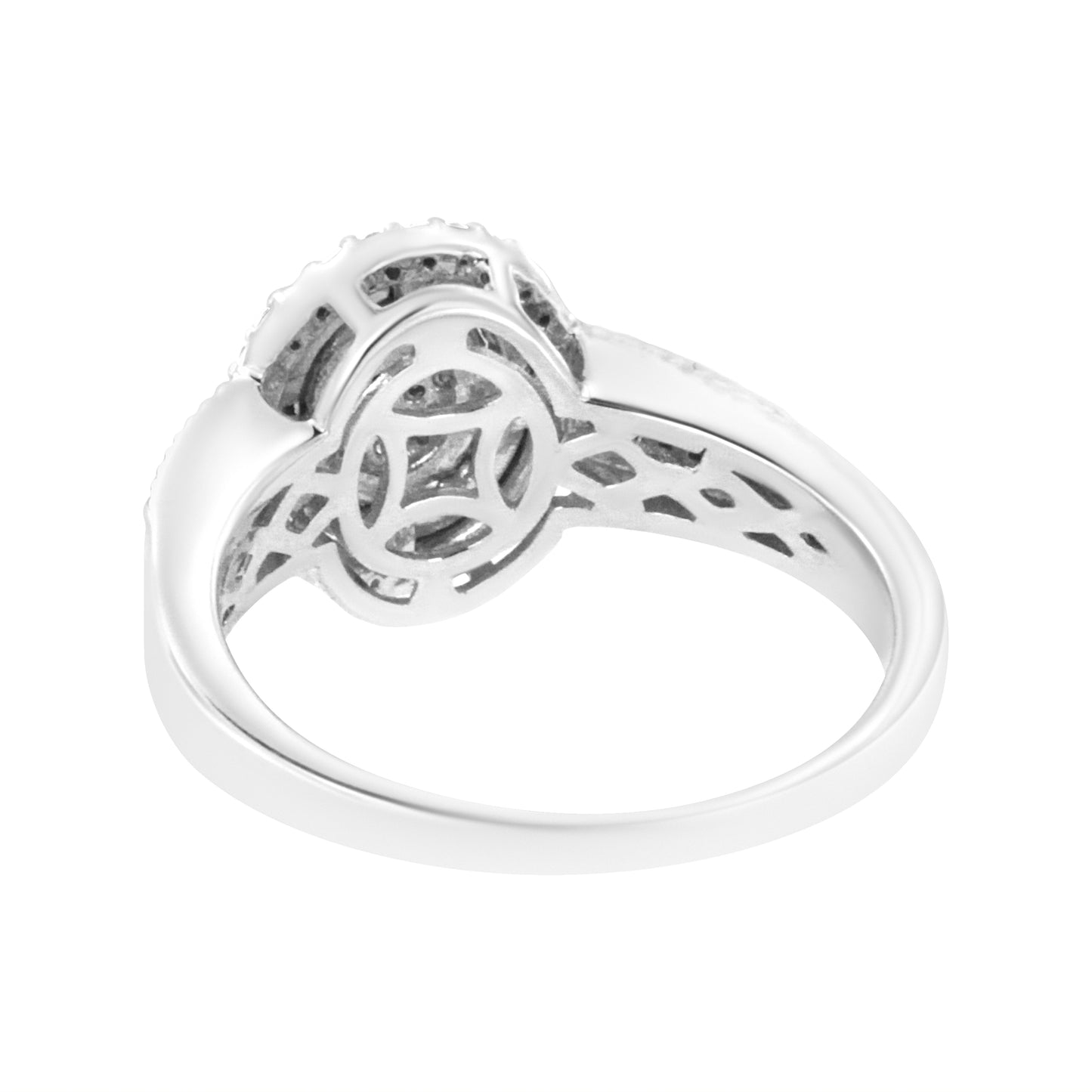 .925 Sterling Silver 1/3 Cttw Pave Set Round-Cut Diamond Braided Halo Cocktail Ring (I-J Color, I2-I3 Clarity) - Size 7 Bids.com