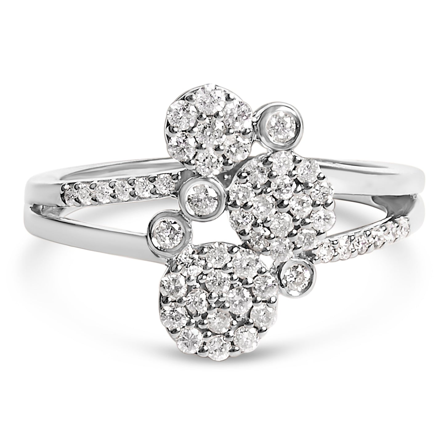 14K Rose Gold Plated .925 Sterling Silver 1/2 Cttw Diamond Scatter Composite Bypass Ring (I-J Color, I1-I2 Clarity) - Size 7 Bids.com