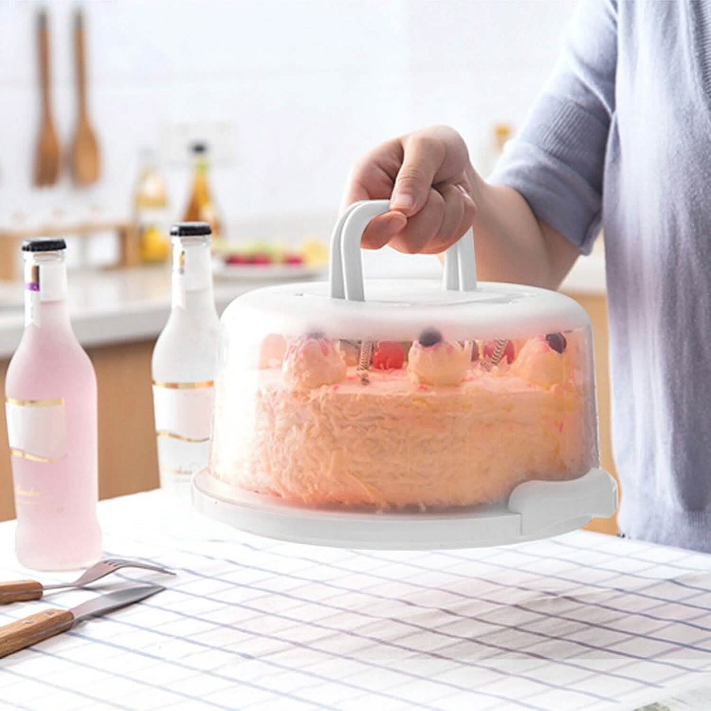 10" Cake Storage Container with Handle Plastic Cake Box DailySale