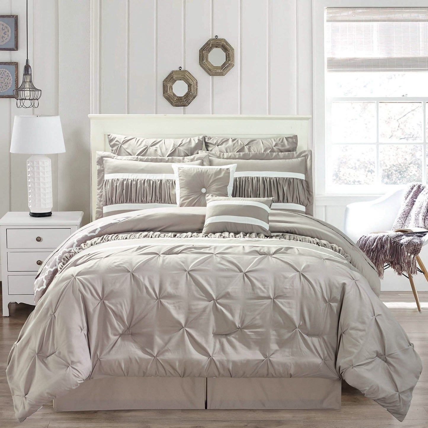 10-Piece Set: Kensie Hotel Quality Pintucked Oversized Comforter Set DailySale