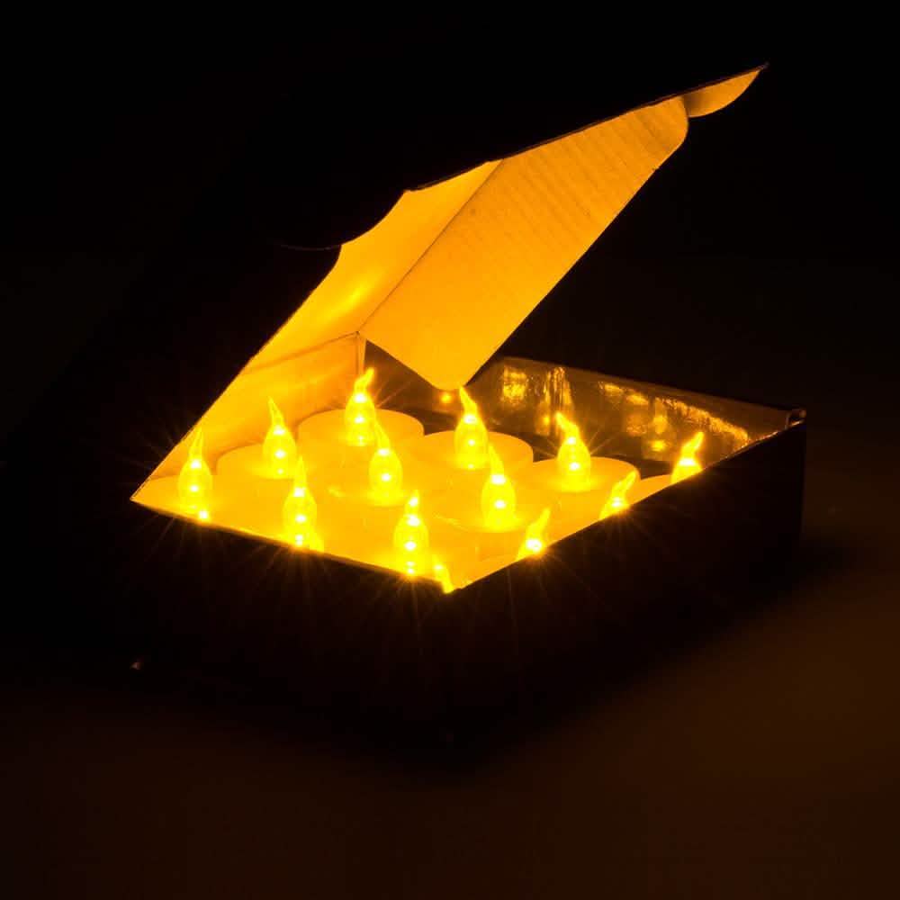 100-Pieces: Amber Yellow LED Tealight Flameless Flickering Candles DailySale