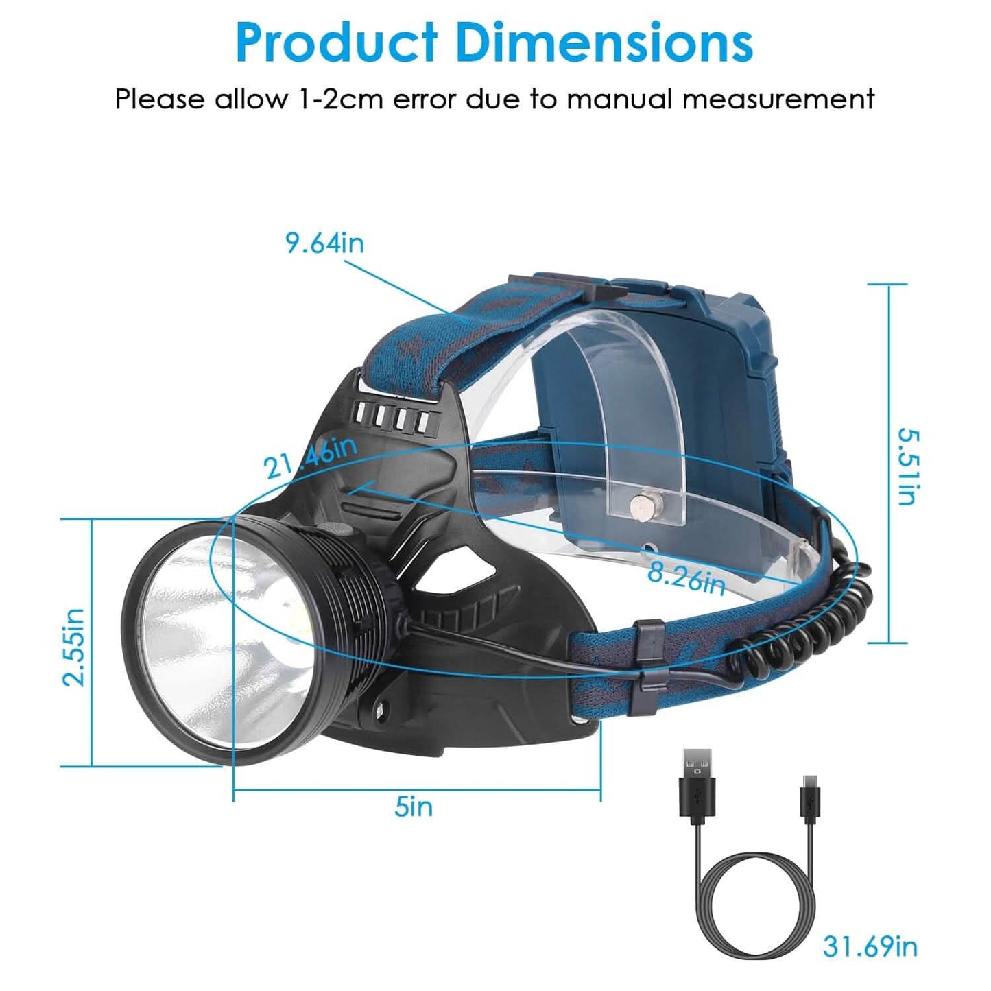 100000LM LED 7 Lighting Modes Rechargeable Headlights DailySale