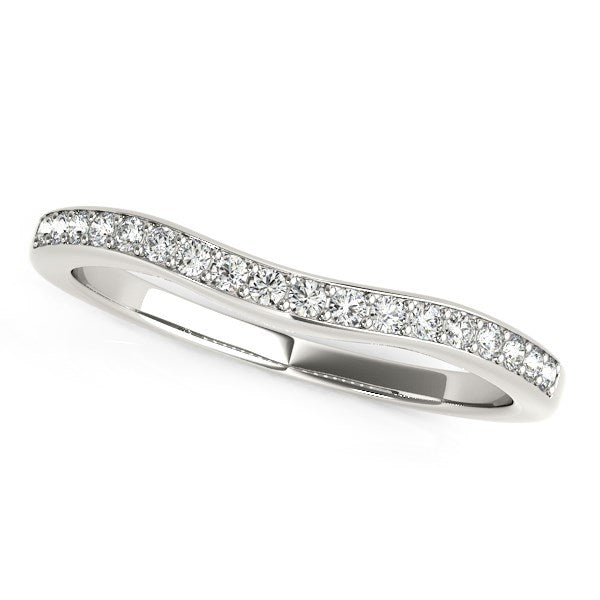 14k White Gold Curved Diamond Wedding Ring (1/4 cttw) Bids.com