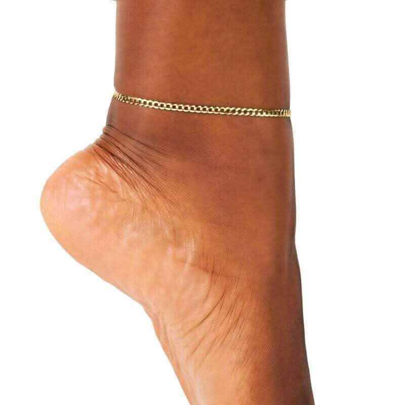10K Yellow Gold 2.5MM 10" Women Cuban Curb Chain Bracelet Anklet DailySale