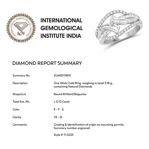 0.72 Carat Genuine White Diamond 14K White Gold Ring (E-F-G Color, VS-SI Clarity) Bids.com