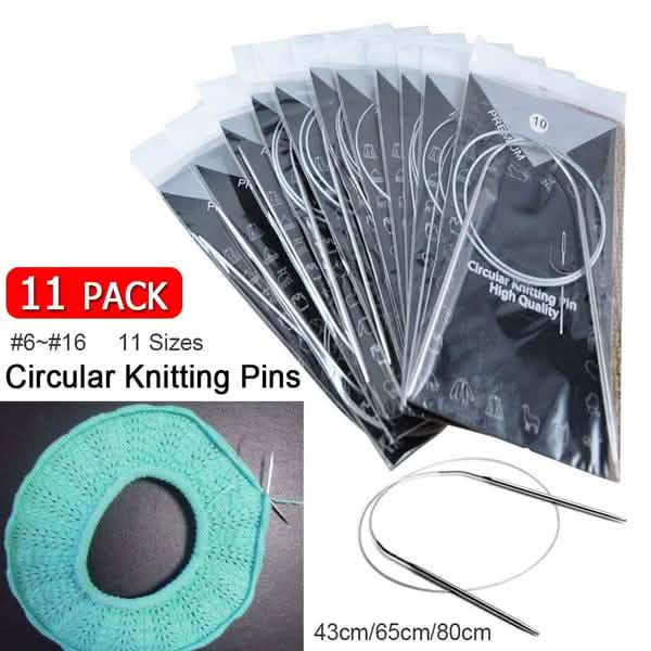 11-Pack: Stainless Steel Circular Knitting Needles Circular Knitting Pins DailySale