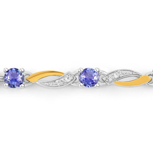 0.77 Carat Genuine Tanzanite and White Sapphire .925 Sterling Silver Bracelet Bids.com