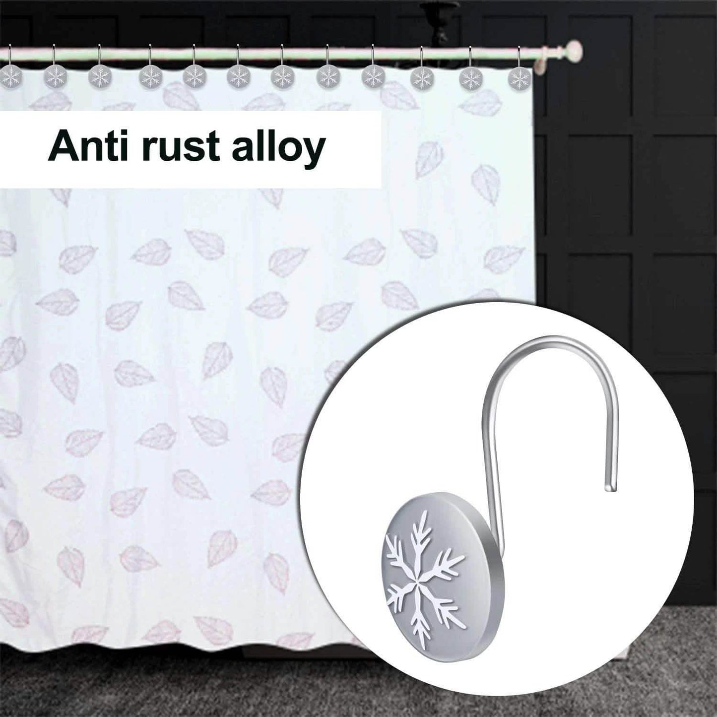 12-Pieces: Christmas Snowflake Anti-Rust Round Shower Curtain Hooks DailySale