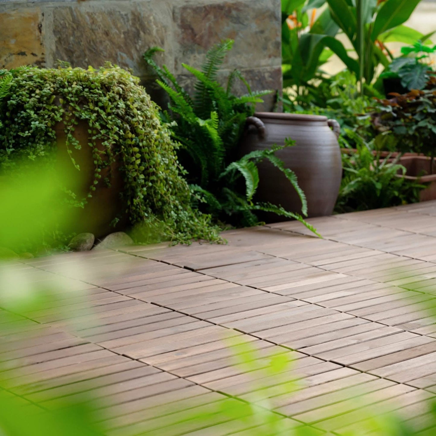 12" x 12" Square Teak Interlocking Deck Tiles DailySale