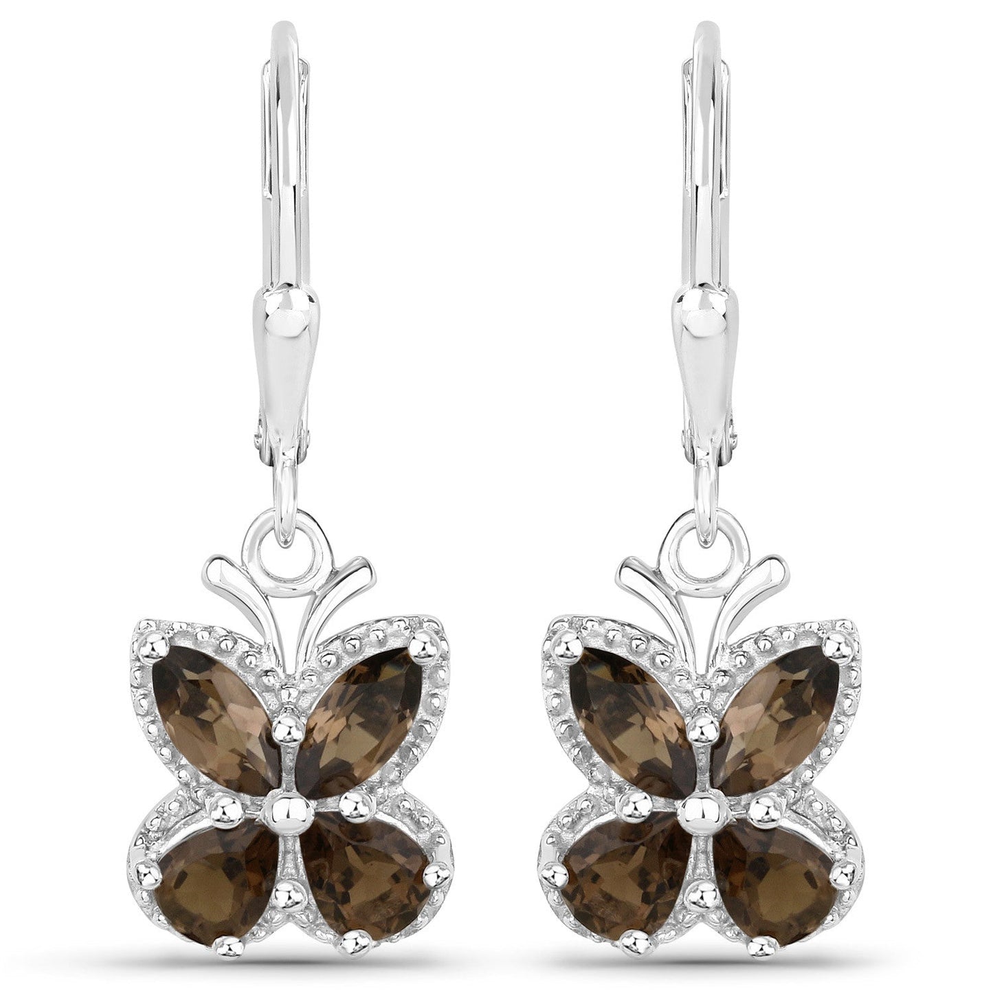 2.20 Carat Genuine Smoky Quartz .925 Sterling Silver Earrings Bids.com