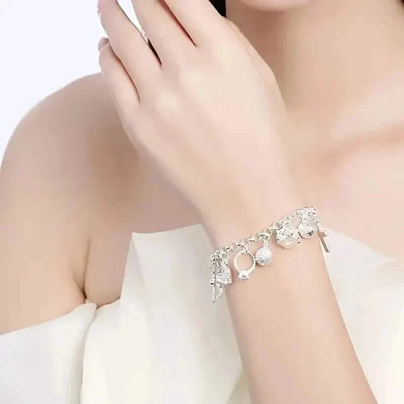 13 Pendant Charm Bracelet - Cubic Zirconia, No Plating, Fashion Jewelry Chain DailySale
