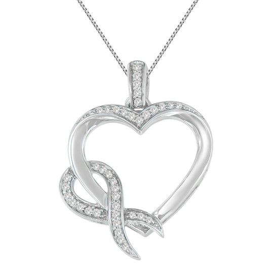 .925 Sterling Silver 1/6 cttw Diamond Heart Pendant Necklace (H-I, I1-I2) Bids.com