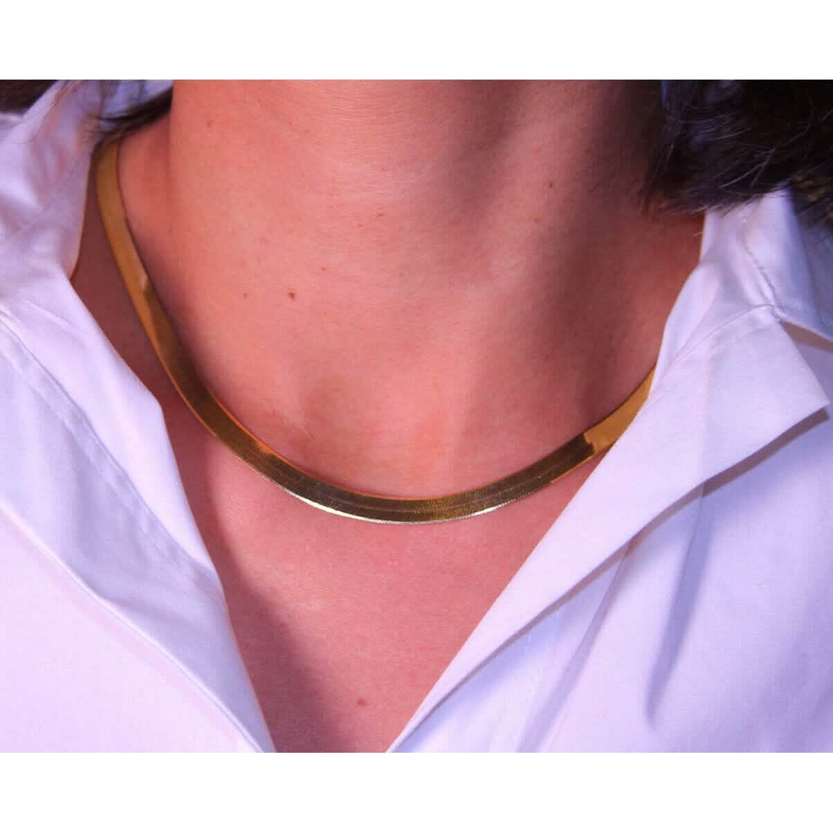 14K 6mm Solid Yellow Gold High Polished Herringbone Necklace Chain DailySale
