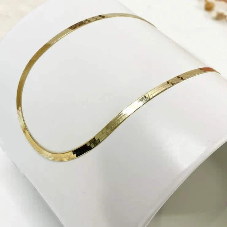 14K Flat Snake Choker Necklace 16" DailySale