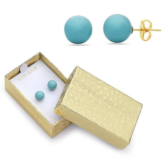 14K Gold Created Turquoise Stud Earrings by MUIBLU Gems DailySale