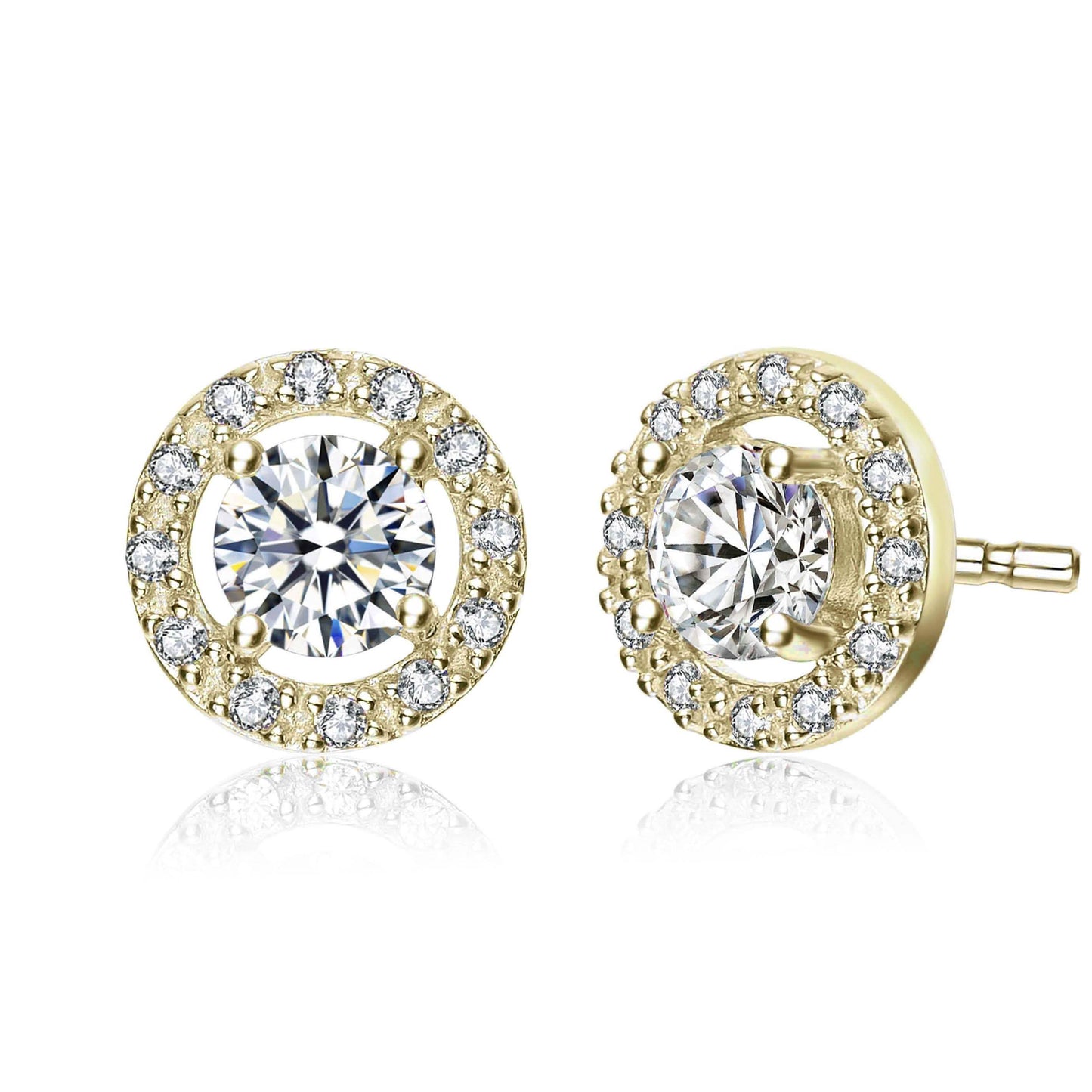 14K Gold Plated Halo CZ Stud Earring DailySale