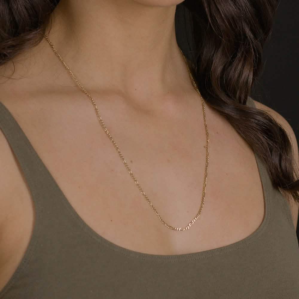 14K Solid Yellow Gold Figaro Chain Necklace DailySale