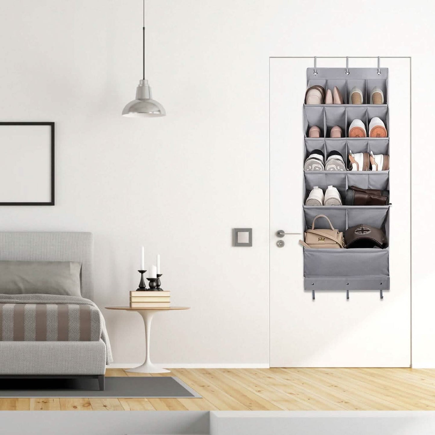 16 Pockets Over The Door Shoe Organizer 5 Tier with 6 Hooks DailySale