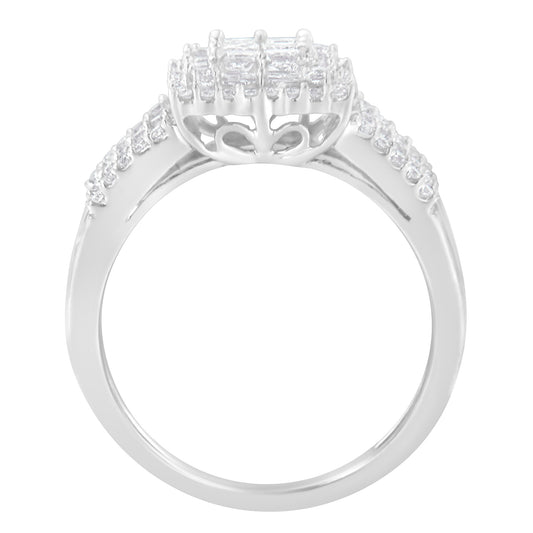 10K White Gold Diamond Cluster Ring (1 cttw, H-I Color, I1-I2 Clarity) Bids.com