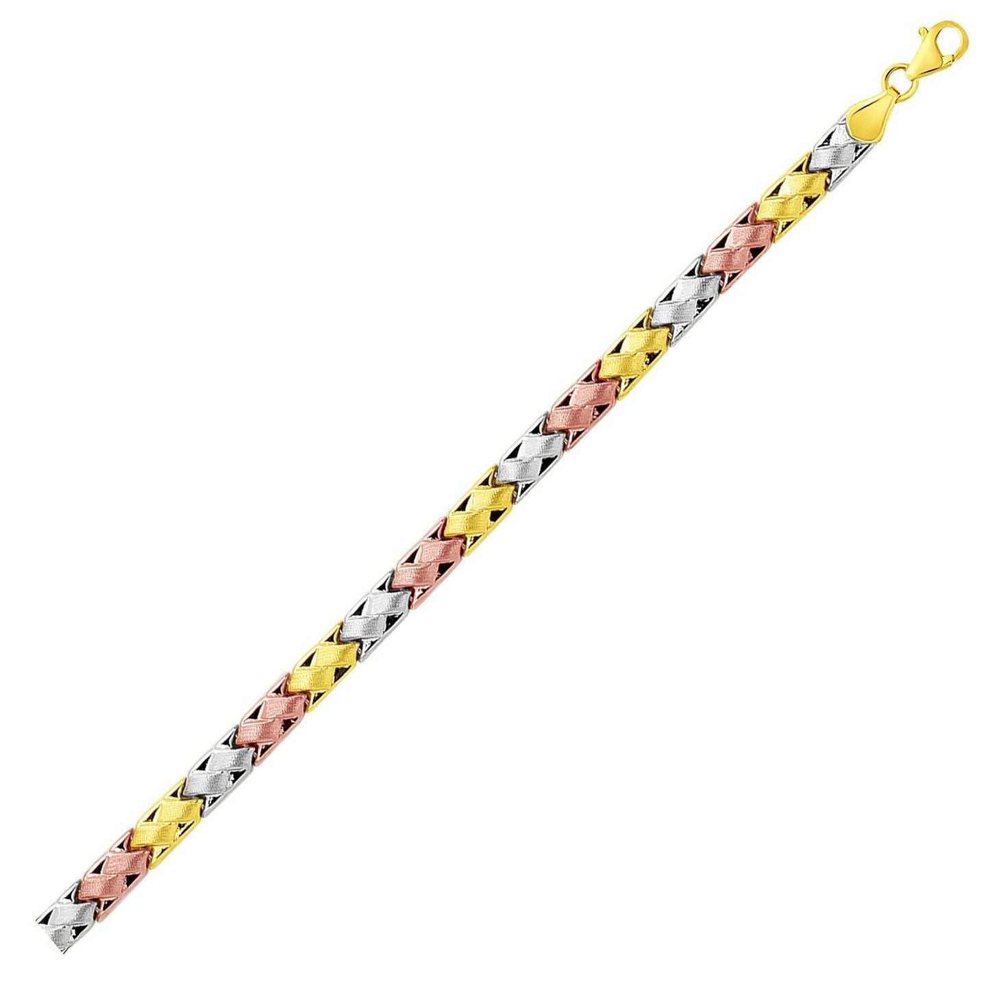 14k Tri-Color Gold Weave Design Bracelet Bids.com