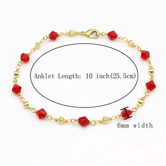 18k Gold Filled High Polish Finish Red Crystal Ankle Bracelet DailySale