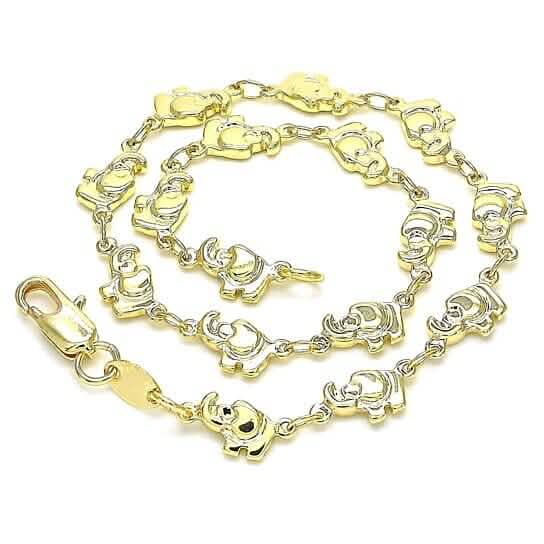 18k Gold Filled High Polish Finsh Elephant Link Anklet Bracelet DailySale