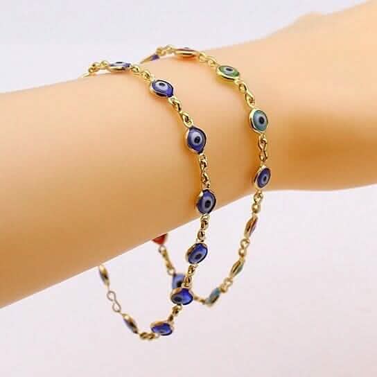 18k Gold Filled High Polish Finsh Evil Eye Bracelet DailySale