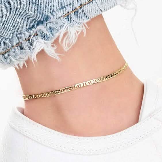 18K Gold Flat Marina Link Anklet for Women DailySale