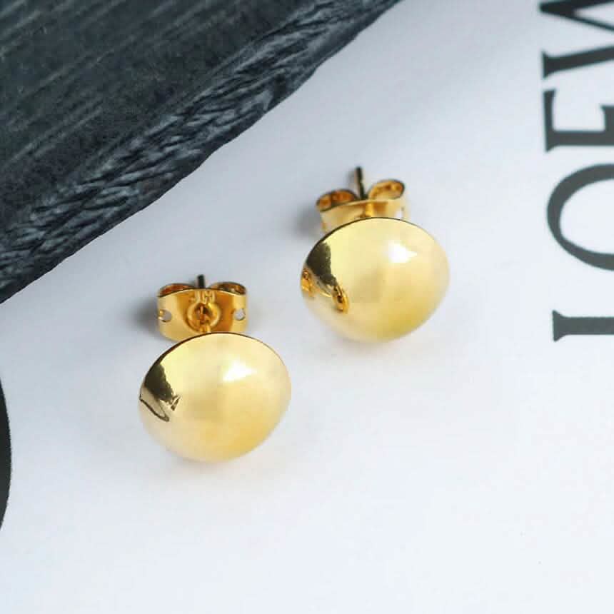 18K Gold Half Ball Stud Earrings DailySale