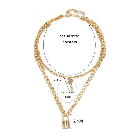 18K Gold Key Lock Necklace DailySale