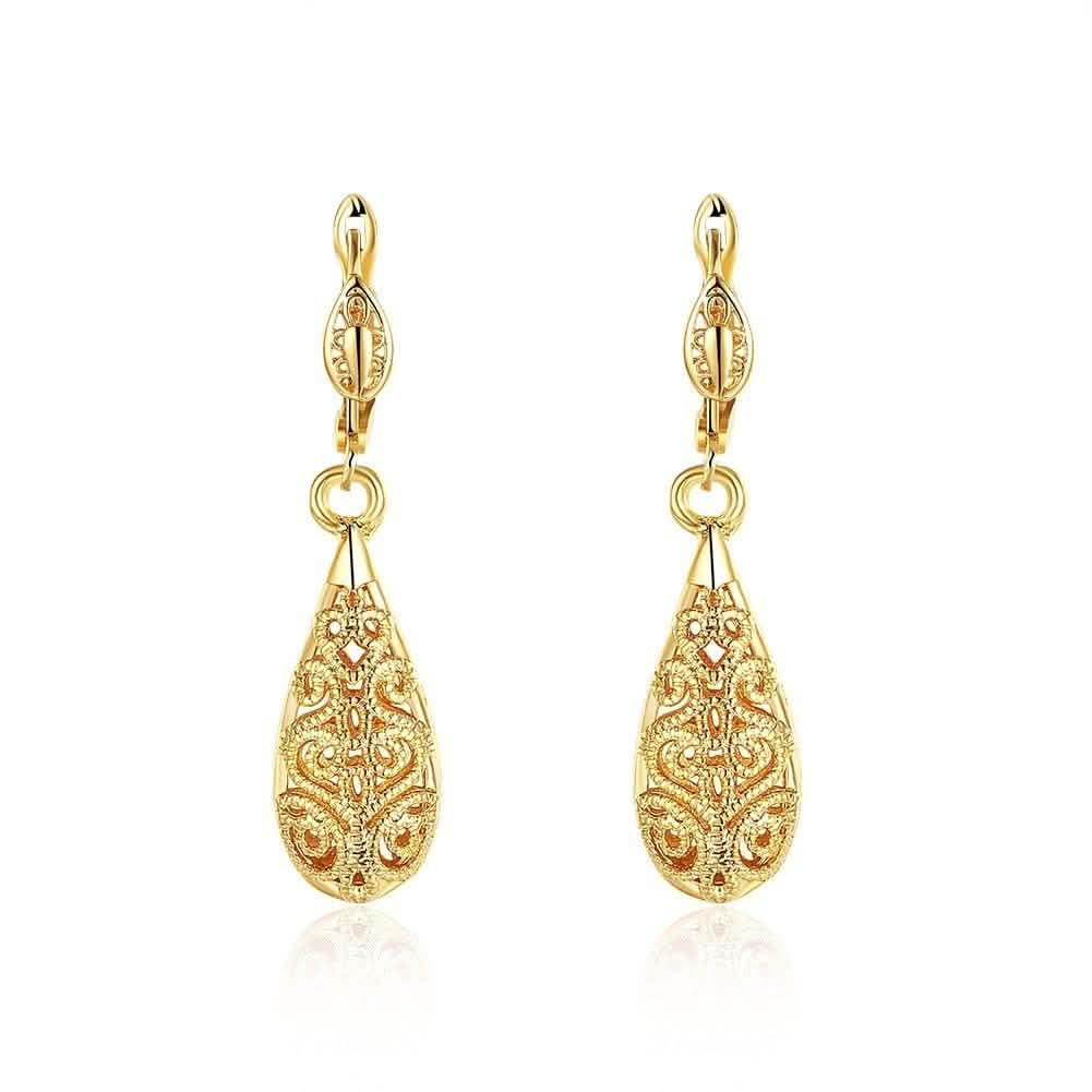 18K Gold Laser Cut Filigree Drop Earrings - Assorted Colors DailySale