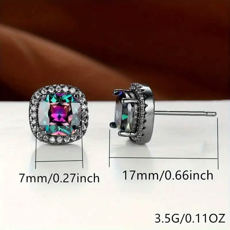 18K Gold Plated Colorful Square Shape Stud Earrings DailySale