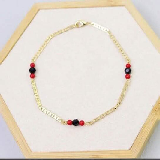 18k Gold Plated Mariner Azabachi Ankle Bracelet DailySale
