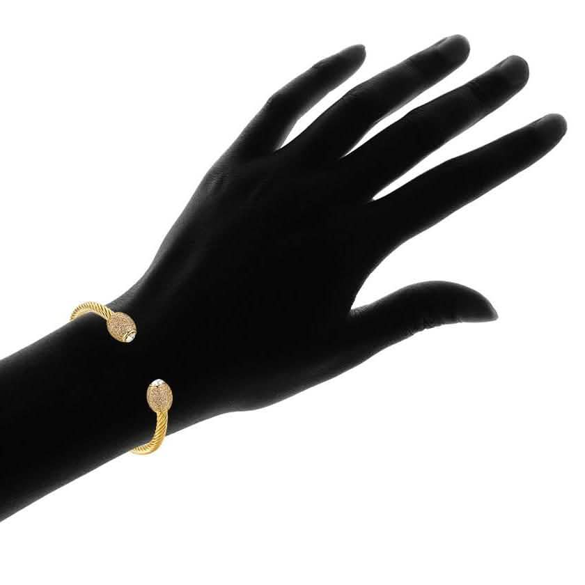 18K Gold Plated Open Cuff Crystal Bangle by Barzel DailySale