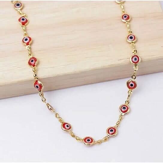18k Gold Plated Red Evil Eye Anklet DailySale