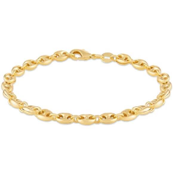 18k Gold Puff Mariner Anklet 10" DailySale