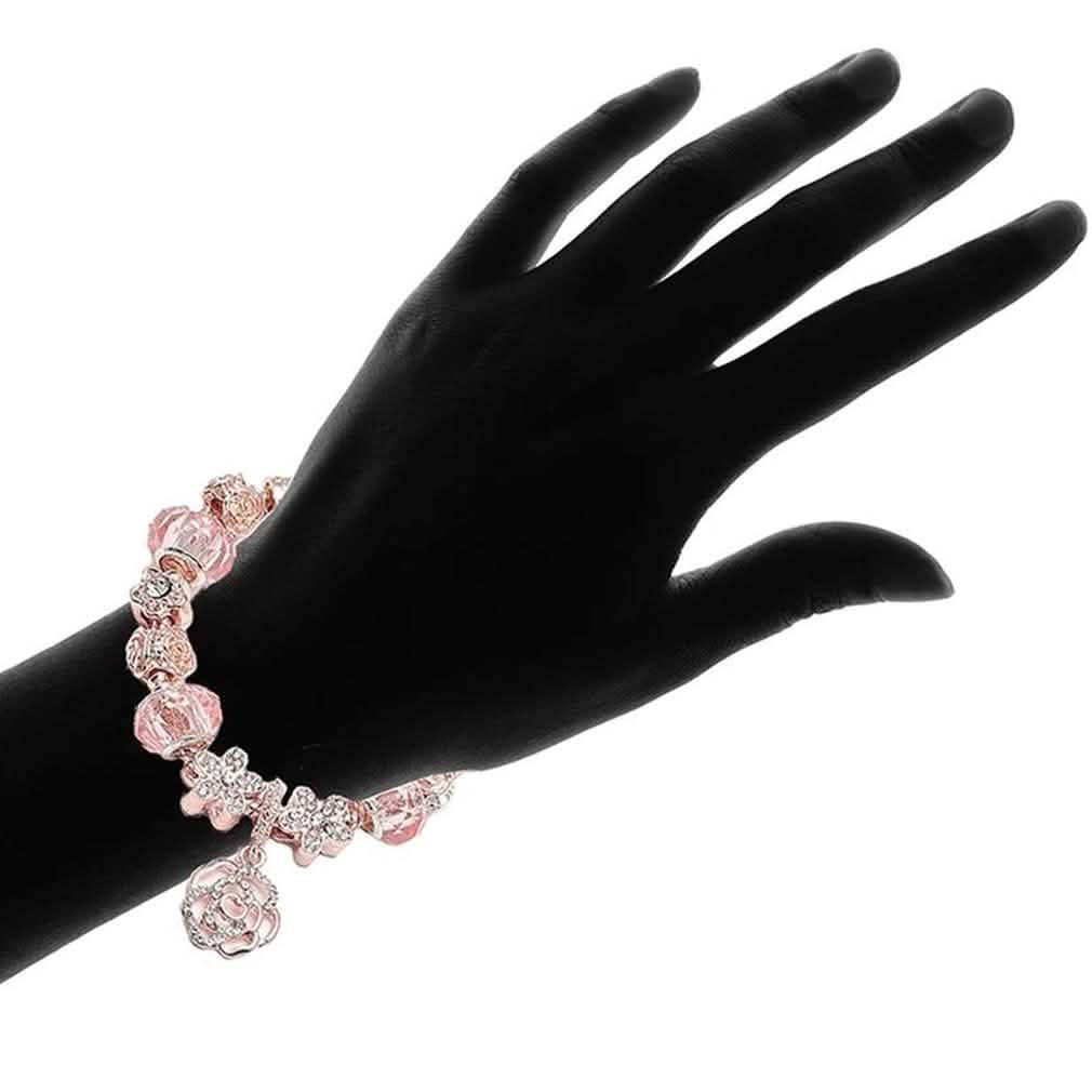 18K Rose Gold Plated Crystal Charm Bracelet Made With Swarovski Elements DailySale