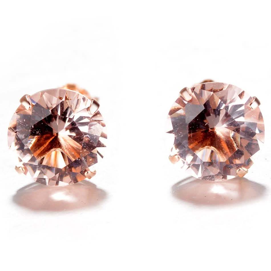 18K Rose Over Sterling Silver Genuine Morganite Stud Earrings DailySale