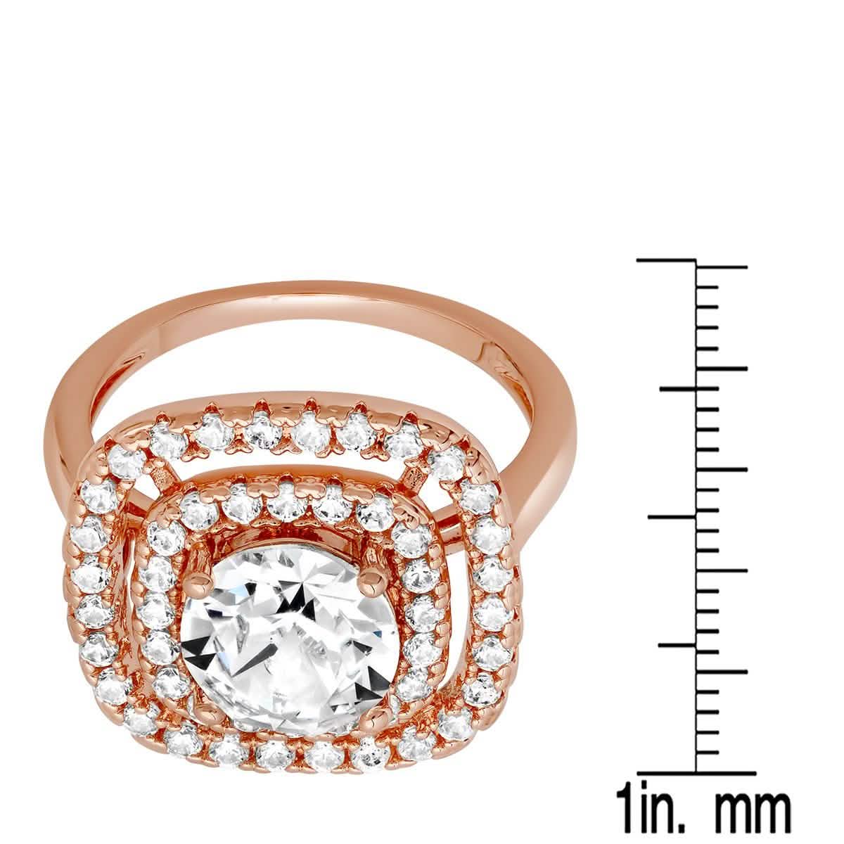 18K White Gold Plated Brass Square Engagement Ring Adorned with Swarovski Crystals DailySale